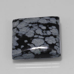 20,67 ctw natürlicher schwarzer Schneeflockenobsidian, Quadrat, Lichtundurchlässig