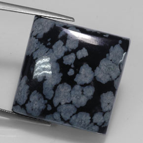 23,11 ctw natürlicher schwarzer Schneeflockenobsidian, Quadrat, Lichtundurchlässig