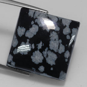 21,34 ctw natürlicher schwarzer Schneeflockenobsidian, Quadrat, Lichtundurchlässig