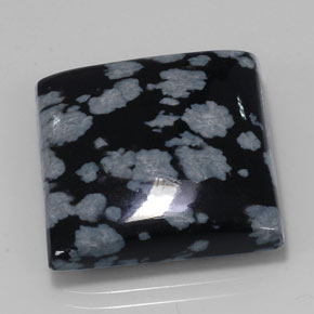 21,34 ctw natürlicher schwarzer Schneeflockenobsidian, Quadrat, Lichtundurchlässig