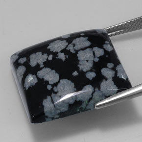 21,34 ctw natürlicher schwarzer Schneeflockenobsidian, Quadrat, Lichtundurchlässig