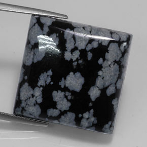 21,45 ctw natürlicher schwarzer Schneeflockenobsidian, Quadrat, Lichtundurchlässig