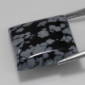 21,45 ctw natürlicher schwarzer Schneeflockenobsidian, Quadrat, Lichtundurchlässig