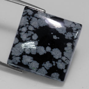 21,53 ctw natürlicher schwarzer Schneeflockenobsidian, Quadrat, Lichtundurchlässig