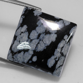 22,60 ctw natürlicher schwarzer Schneeflockenobsidian, Quadrat, Lichtundurchlässig