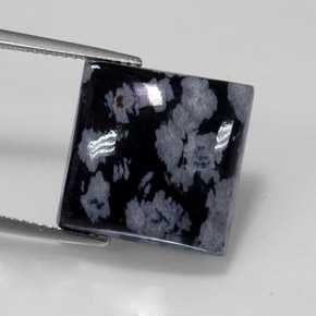 11,52 ctw natürlicher mehrfarbiger Schneeflockenobsidian, Quadrat, Lichtundurchlässig