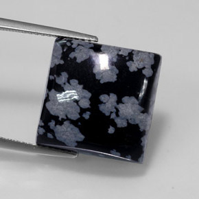 9,17 ctw natürlicher grau-weiß-schwarz Schneeflockenobsidian, Quadrat, Lichtundurchlässig
