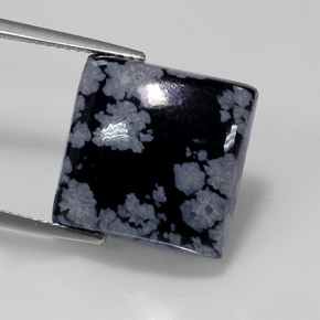 11,74 ctw natürlicher mehrfarbiger Schneeflockenobsidian, Quadrat, Lichtundurchlässig