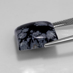 11,74 ctw natürlicher mehrfarbiger Schneeflockenobsidian, Quadrat, Lichtundurchlässig