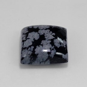 12,14 ctw natürlicher schwarzer Schneeflockenobsidian, Quadrat, Lichtundurchlässig