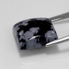 12,26 ctw natürlicher mehrfarbiger Schneeflockenobsidian, Quadrat, Lichtundurchlässig