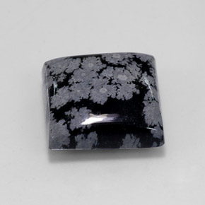 11,84 ctw natürlicher schwarzer Schneeflockenobsidian, Quadrat, Lichtundurchlässig