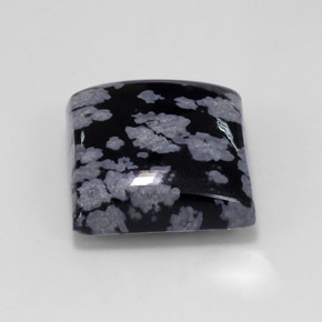 12,37 ctw natürlicher schwarzer Schneeflockenobsidian, Quadrat, Lichtundurchlässig