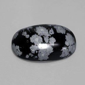 13,62 ctw natürlicher schwarzer Schneeflockenobsidian, Oval Schliff, Lichtundurchlässig