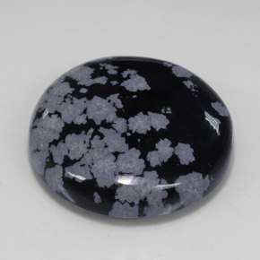 28,56 ctw natürlicher schwarzer Schneeflockenobsidian, Rundschliff, Lichtundurchlässig