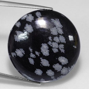 25,36 ctw natürlicher schwarzer Schneeflockenobsidian, Rundschliff, Lichtundurchlässig
