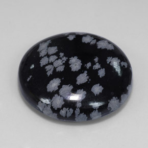 25,36 ctw natürlicher schwarzer Schneeflockenobsidian, Rundschliff, Lichtundurchlässig