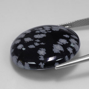 25,36 ctw natürlicher schwarzer Schneeflockenobsidian, Rundschliff, Lichtundurchlässig