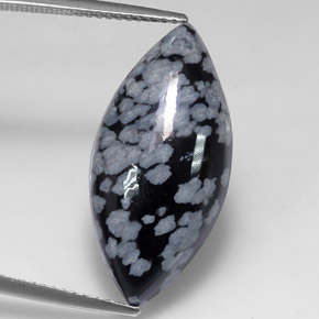 10,14 ctw natürlicher schwarzer Schneeflockenobsidian, Marquise, Lichtundurchlässig