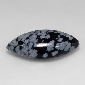 10,14 ctw natürlicher schwarzer Schneeflockenobsidian, Marquise, Lichtundurchlässig