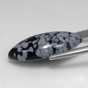 10,14 ctw natürlicher schwarzer Schneeflockenobsidian, Marquise, Lichtundurchlässig