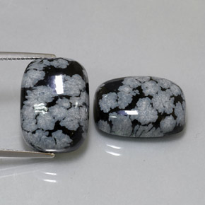  ct natürliche mehrfarbiger Schneeflockenobsidian-Edelsteine, Kissenschliff, Lichtundurchlässig