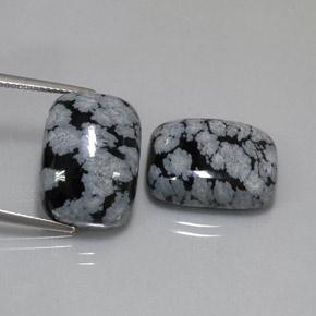  ct natürliche mehrfarbiger Schneeflockenobsidian-Edelsteine, Kissenschliff, Lichtundurchlässig