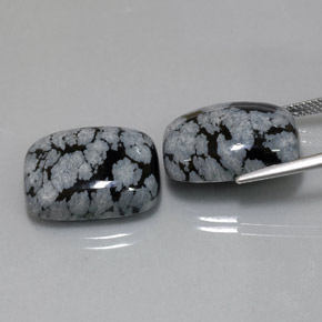  ct natürliche mehrfarbiger Schneeflockenobsidian-Edelsteine, Kissenschliff, Lichtundurchlässig