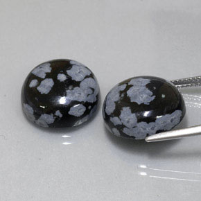  ct natürliche mehrfarbiger Schneeflockenobsidian-Edelsteine, Rundschliff, Lichtundurchlässig