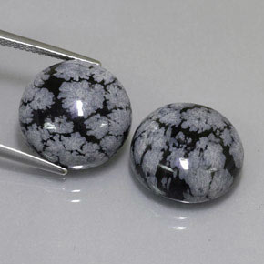  ct natürliche schwarzer Schneeflockenobsidian-Edelsteine, Rundschliff, Lichtundurchlässig