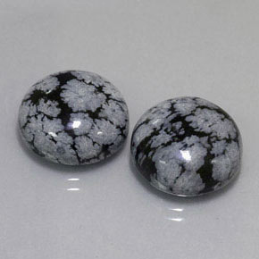  ct natürliche schwarzer Schneeflockenobsidian-Edelsteine, Rundschliff, Lichtundurchlässig