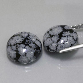  ct natürliche schwarzer Schneeflockenobsidian-Edelsteine, Rundschliff, Lichtundurchlässig