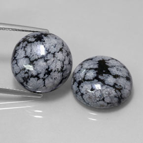  ct natürliche schwarzer Schneeflockenobsidian-Edelsteine, Rundschliff, Lichtundurchlässig