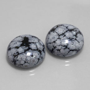  ct natürliche schwarzer Schneeflockenobsidian-Edelsteine, Rundschliff, Lichtundurchlässig