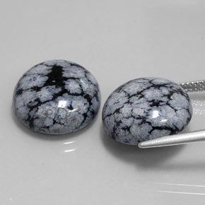  ct natürliche schwarzer Schneeflockenobsidian-Edelsteine, Rundschliff, Lichtundurchlässig