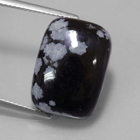 12,25 ctw natürlicher schwarzer Schneeflockenobsidian, Kissenschliff, Lichtundurchlässig