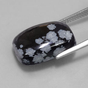12,25 ctw natürlicher schwarzer Schneeflockenobsidian, Kissenschliff, Lichtundurchlässig