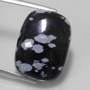 14,24 ctw natürlicher schwarzer Schneeflockenobsidian, Kissenschliff, Lichtundurchlässig