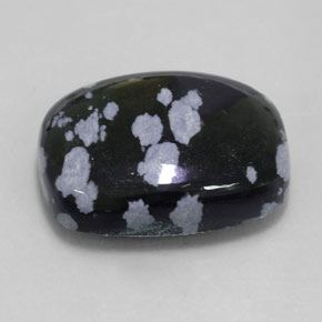 14,24 ctw natürlicher schwarzer Schneeflockenobsidian, Kissenschliff, Lichtundurchlässig