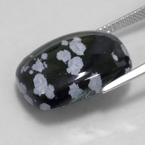 14,24 ctw natürlicher schwarzer Schneeflockenobsidian, Kissenschliff, Lichtundurchlässig