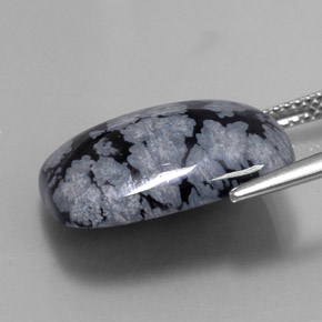 9,17 ctw natürlicher grau-weiß-schwarz Schneeflockenobsidian, Kissenschliff, Lichtundurchlässig