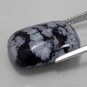 10,37 ctw natürlicher mehrfarbiger Schneeflockenobsidian, Kissenschliff, Lichtundurchlässig