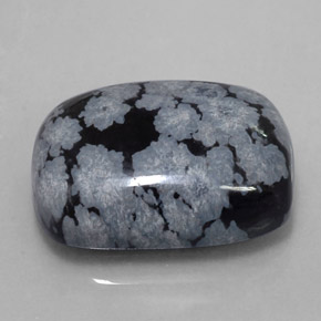 11,41 ctw natürlicher schwarzer Schneeflockenobsidian, Kissenschliff, Lichtundurchlässig