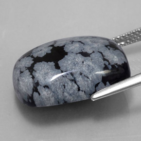 11,41 ctw natürlicher schwarzer Schneeflockenobsidian, Kissenschliff, Lichtundurchlässig