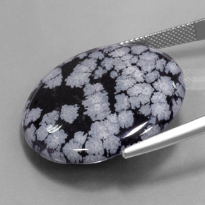 9,17 ctw natürlicher grau-weiß-schwarz Schneeflockenobsidian, Rund Schliff, Lichtundurchlässig