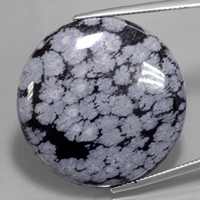 35,88 ctw natürlicher schwarzer Schneeflockenobsidian, Rundschliff, Lichtundurchlässig