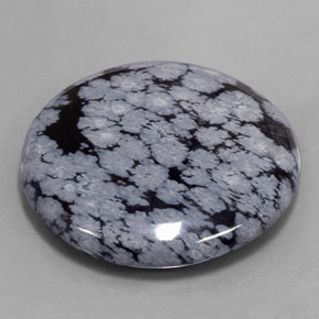 35,88 ctw natürlicher schwarzer Schneeflockenobsidian, Rundschliff, Lichtundurchlässig