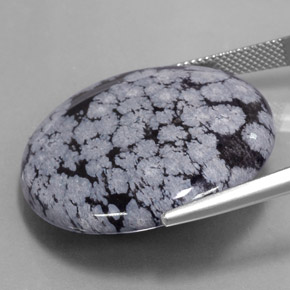 35,88 ctw natürlicher schwarzer Schneeflockenobsidian, Rundschliff, Lichtundurchlässig