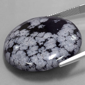 47,26 ctw natürlicher mehrfarbiger Schneeflockenobsidian, Rundschliff, Lichtundurchlässig
