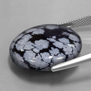 9,17 ctw natürlicher grau-weiß-schwarz Schneeflockenobsidian, Rund Schliff, Lichtundurchlässig